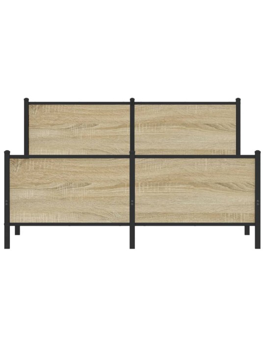Gultas rāmis bez matrača, metāls, 150x200cm, ozolkoka imitācija