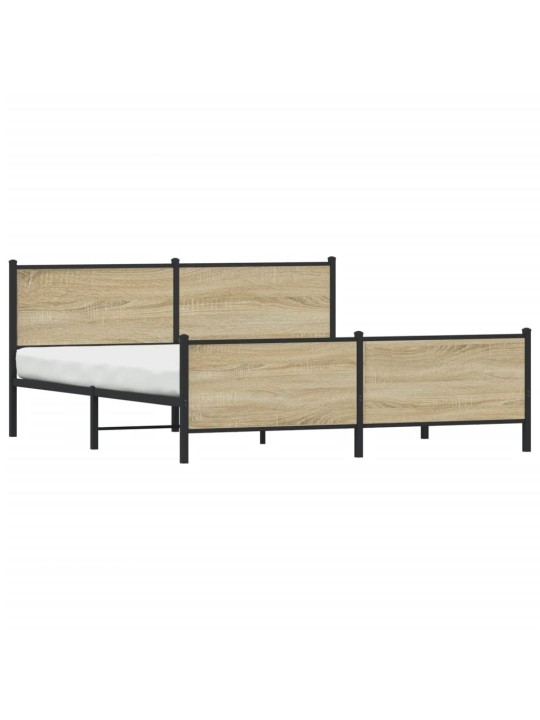 Gultas rāmis bez matrača, metāls, 200x200cm, ozolkoka imitācija