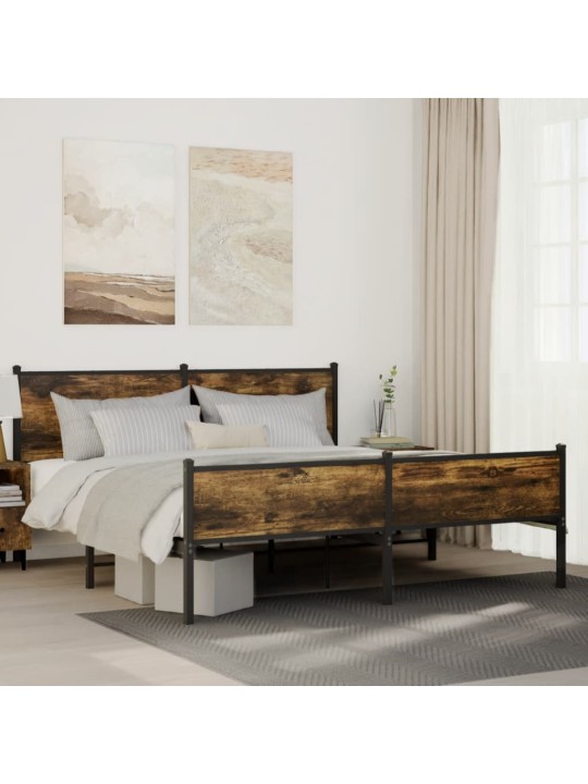 Gultas rāmis bez matrača, metāls, 160x200cm, ozolkoka imitācija