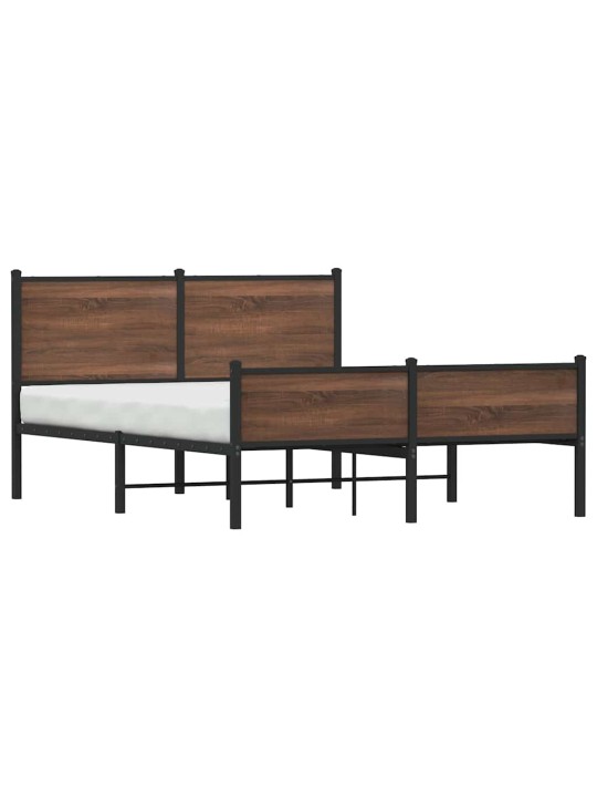 Gultas rāmis bez matrača, metāls, 150x200 cm, ozolkoka krāsa