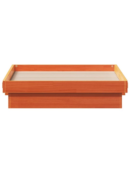 Gultas rāmis ar LED, vaska brūns, 75x190 cm, priedes masīvkoks