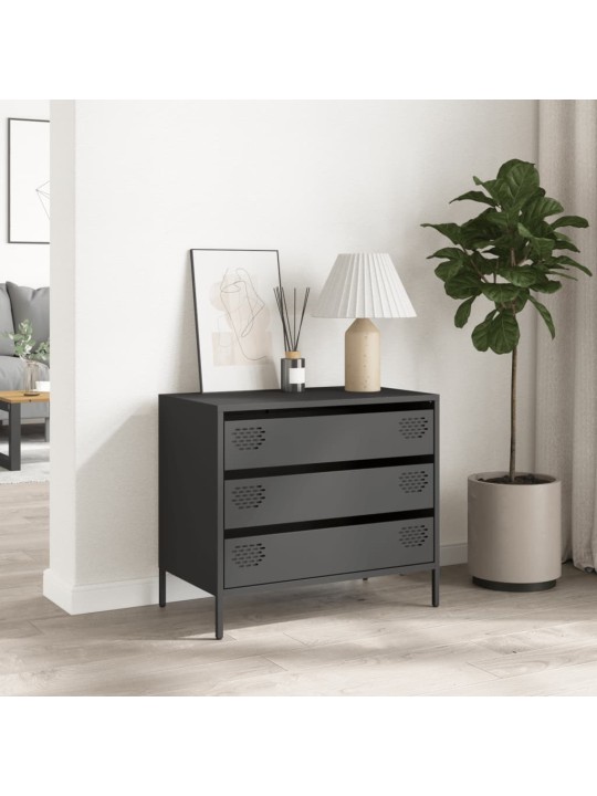 Kumode, melna, 68x39x58,5 cm, auksti velmēts tērauds