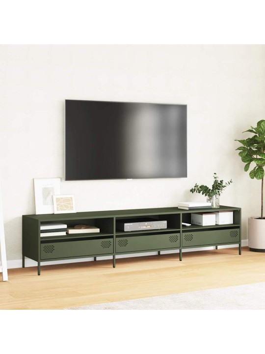 Tv skapītis, olīvu zaļš, 202x39x43,5 cm, auksti velmēts tērauds