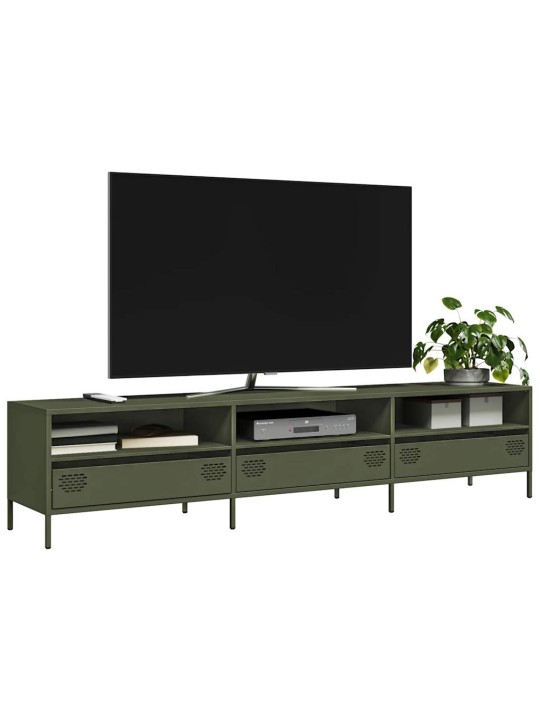 Tv skapītis, olīvu zaļš, 202x39x43,5 cm, auksti velmēts tērauds