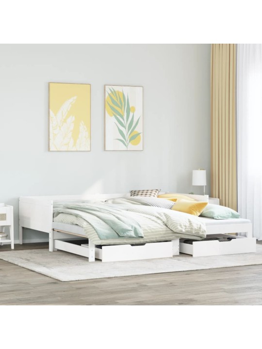 Gulta ar atvilktnēm, bez matrača, balta, 80x200 cm