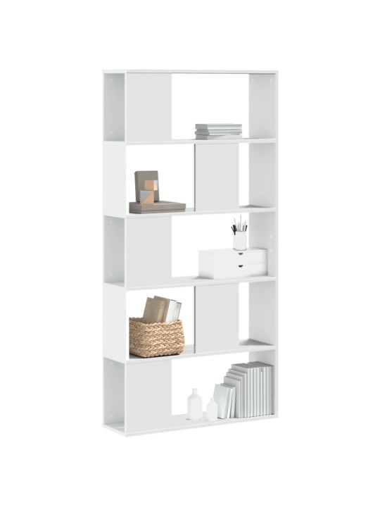 Grāmatu plaukts, 5 līmeņi, balts, 80,5x23,5x162,5 cm, koks