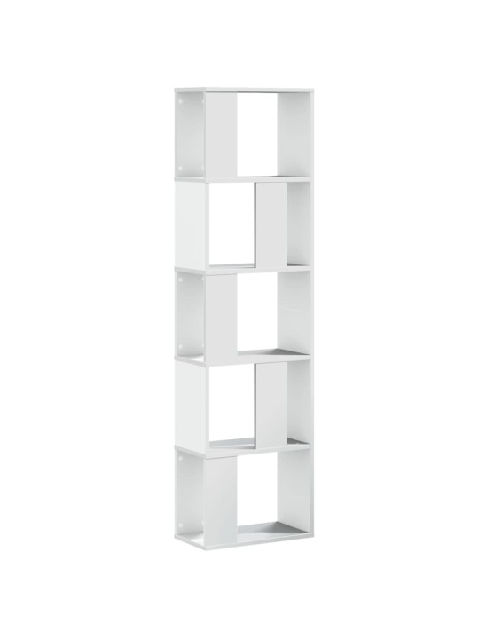 Grāmatu plaukts, 5 līmeņi, balts, 45x23,5x162,5 cm, koks