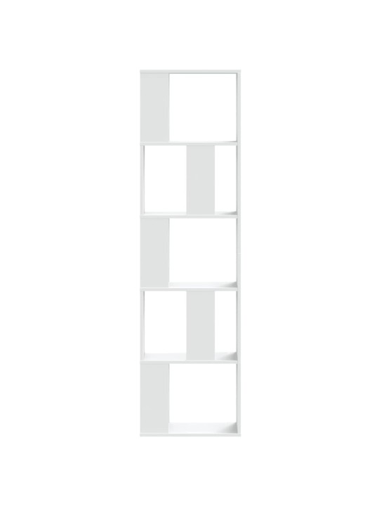 Grāmatu plaukts, 5 līmeņi, balts, 45x23,5x162,5 cm, koks