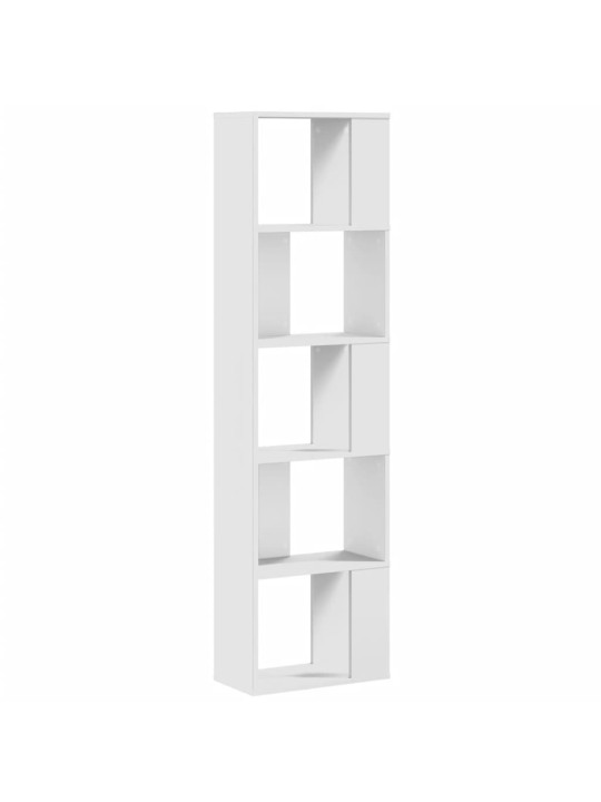 Grāmatu plaukts, 5 līmeņi, balts, 45x23,5x162,5 cm, koks