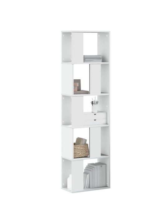 Grāmatu plaukts, 5 līmeņi, balts, 45x23,5x162,5 cm, koks