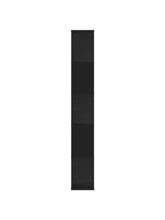 Grāmatu plaukts, 5 līmeņi, melns, 45x23,5x162,5 cm, koks
