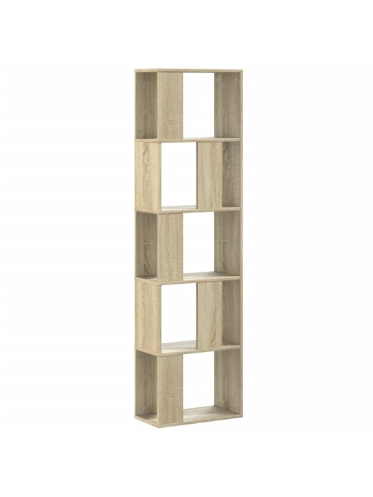 Grāmatu plaukts, 5 līmeņi, ozola krāsa, 45x23,5x162,5 cm, koks