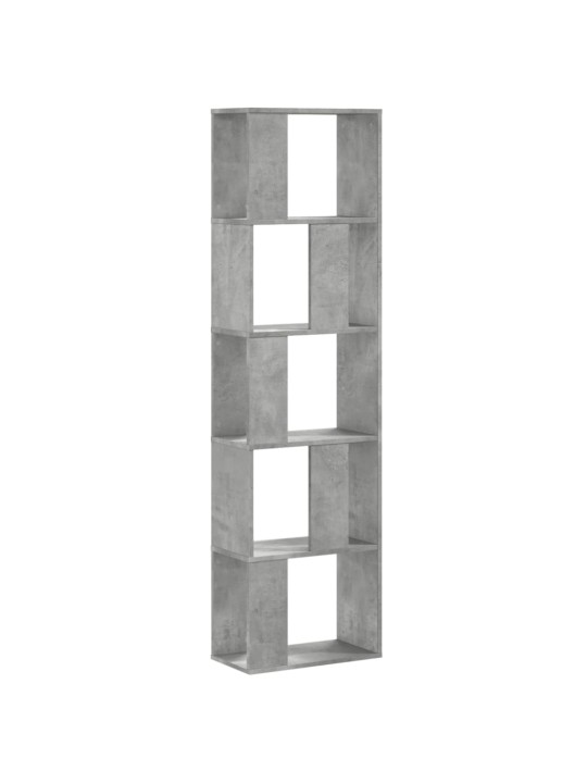 Grāmatu plaukts, 5 līmeņi, betona pelēks, 45x23,5x162,5cm, koks