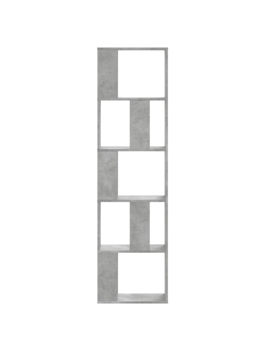 Grāmatu plaukts, 5 līmeņi, betona pelēks, 45x23,5x162,5cm, koks