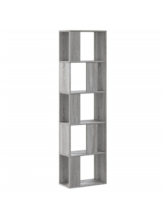 Grāmatu plaukts, 5 līmeņi, pelēks, 45x23,5x162,5 cm, koks