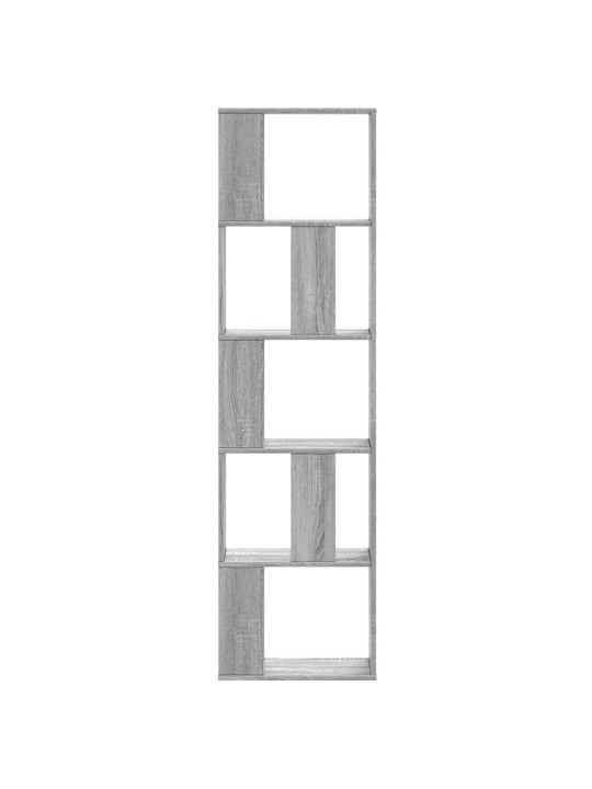 Grāmatu plaukts, 5 līmeņi, pelēks, 45x23,5x162,5 cm, koks