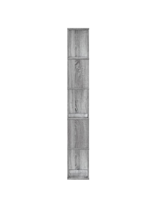 Grāmatu plaukts, 5 līmeņi, pelēks, 45x23,5x162,5 cm, koks