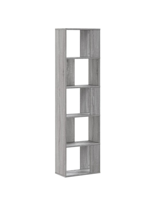 Grāmatu plaukts, 5 līmeņi, pelēks, 45x23,5x162,5 cm, koks