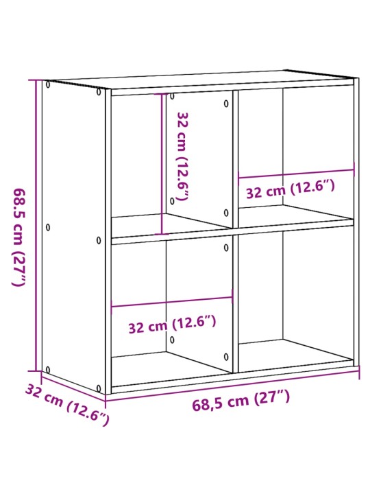 Grāmatu plaukts, balts, 68,5x32x68,5 cm, inženierijas koks