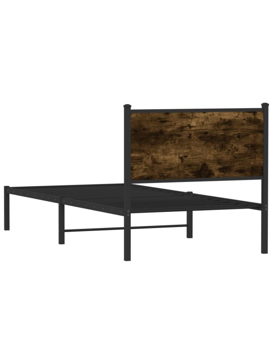 Gultas rāmis bez matrača, metāls, 90x200 cm, ozolkoka imitācija