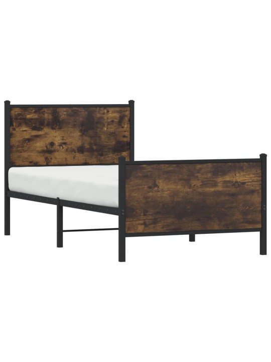 Gultas rāmis bez matrača, metāls, 80x200 cm, ozolkoka imitācija