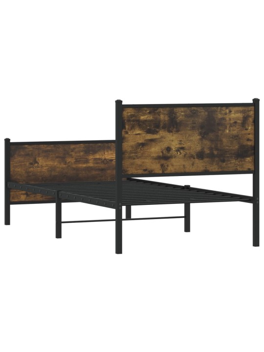 Gultas rāmis bez matrača, metāls, 80x200 cm, ozolkoka imitācija