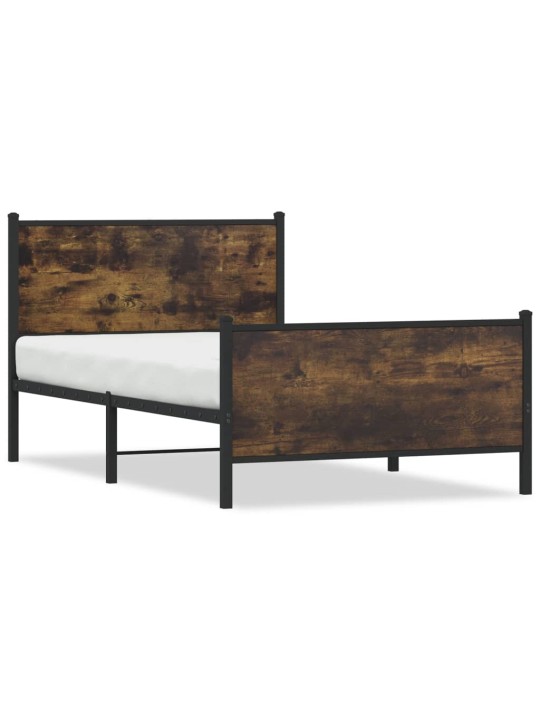Gultas rāmis bez matrača, metāls, 100x200cm, ozolkoka imitācija