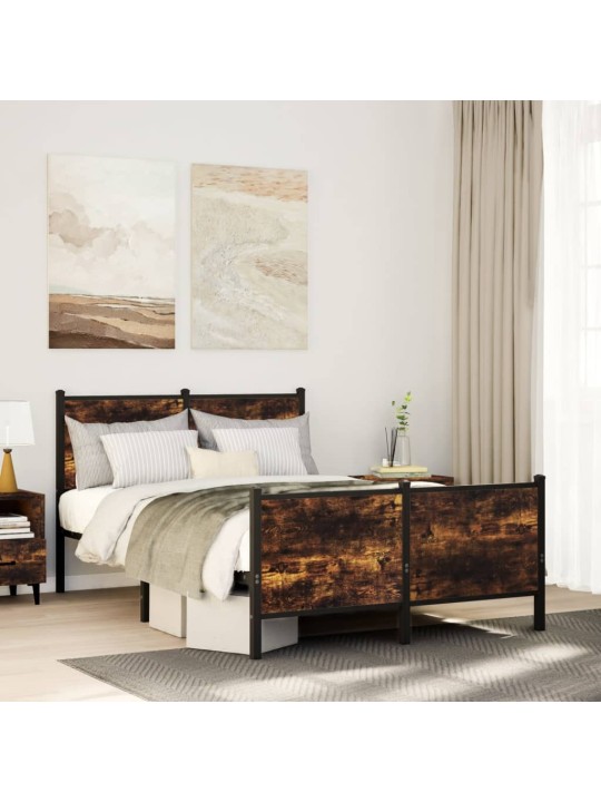 Gultas rāmis bez matrača, metāls, 120x200cm, ozolkoka imitācija