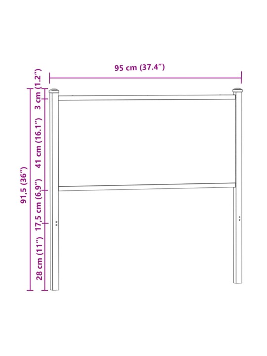 Galvgalis, ozolkoka krāsa, 90 cm, inženierijas koks, tērauds