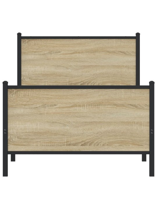 Gultas rāmis bez matrača, metāls, 90x200 cm, ozolkoka imitācija