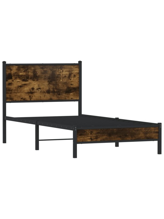 Gultas rāmis bez matrača, metāls, 90x200 cm, ozolkoka imitācija