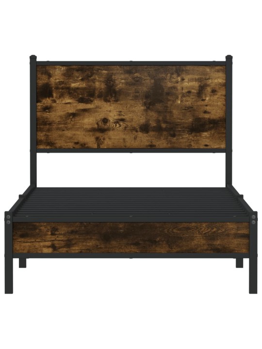 Gultas rāmis bez matrača, metāls, 90x200 cm, ozolkoka imitācija