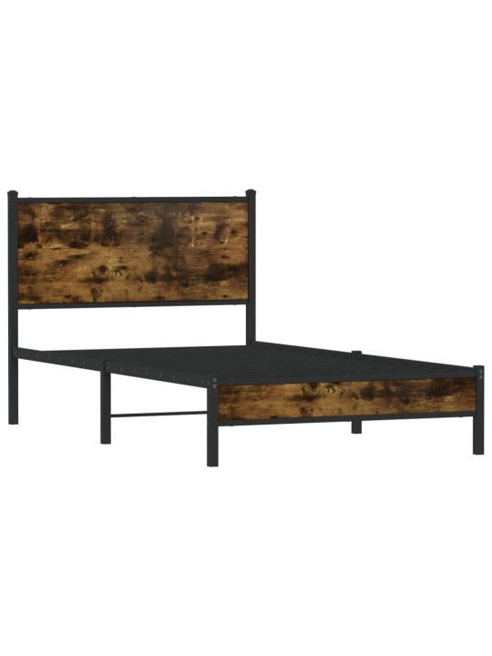 Gultas rāmis bez matrača, metāls, 100x200cm, ozolkoka imitācija