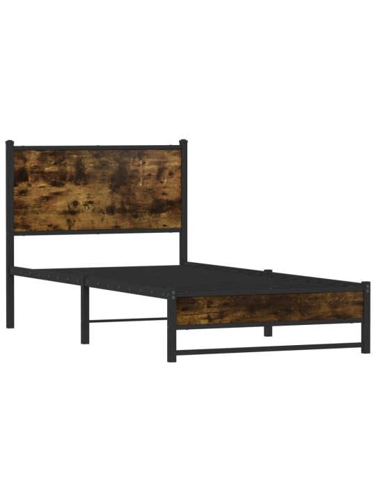 Gultas rāmis bez matrača, metāls, 90x200 cm, ozolkoka imitācija