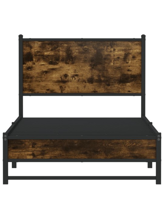 Gultas rāmis bez matrača, metāls, 90x200 cm, ozolkoka imitācija