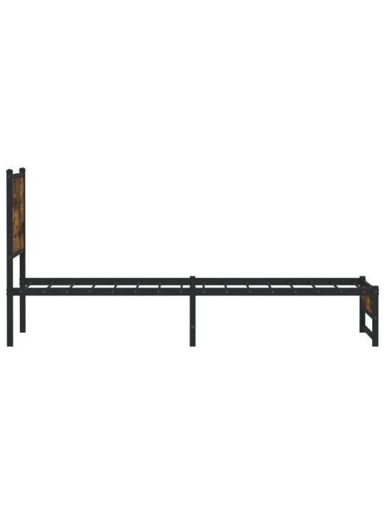 Gultas rāmis bez matrača, metāls, 90x200 cm, ozolkoka imitācija