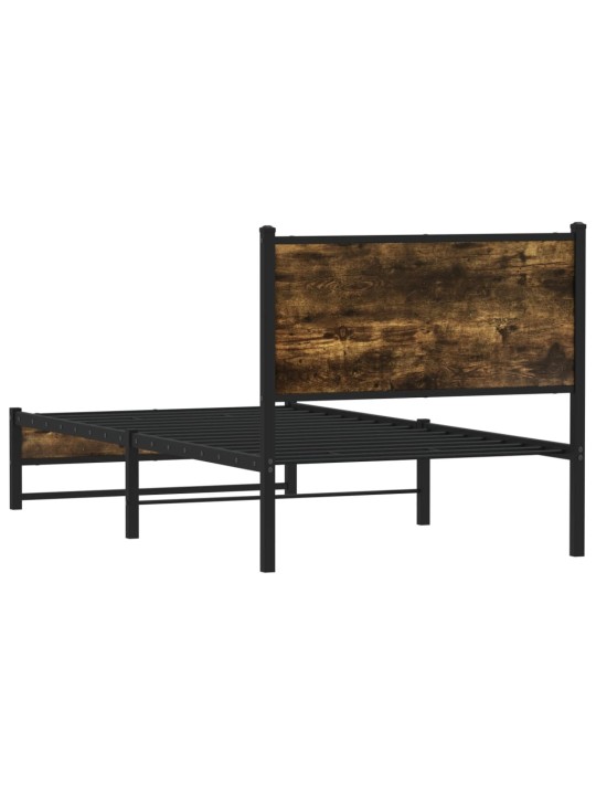 Gultas rāmis bez matrača, metāls, 90x200 cm, ozolkoka imitācija