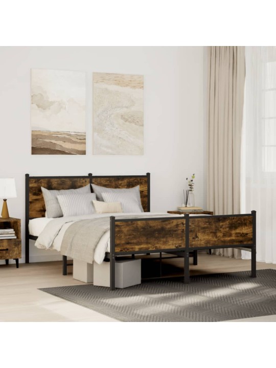 Gultas rāmis bez matrača, metāls, 140x200cm, ozolkoka imitācija