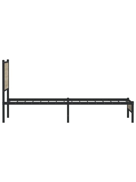 Gultas rāmis bez matrača, metāls, 90x200 cm, ozolkoka imitācija
