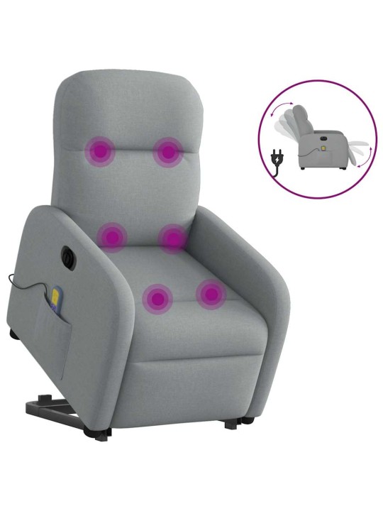 Elektrisks masāžas krēsls, paceļams, atgāžams, pelēks audums