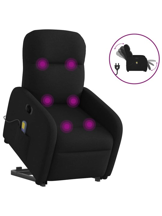 Elektrisks masāžas krēsls, paceļams, atgāžams, melns audums