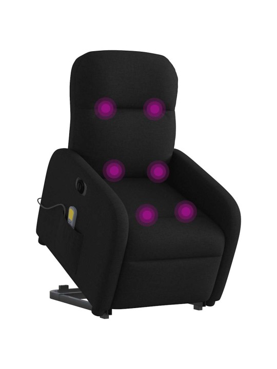 Elektrisks masāžas krēsls, paceļams, atgāžams, melns audums