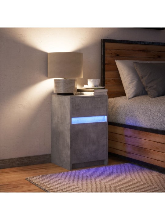 Naktsskapītis ar led, betona pelēki, inženierijas koks