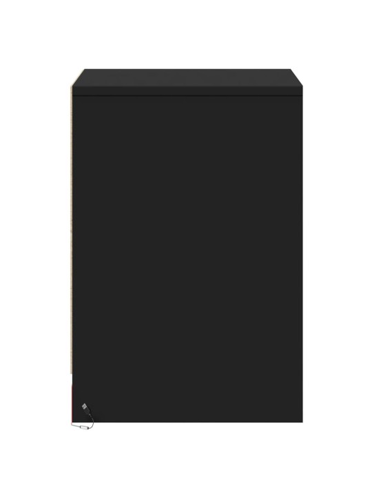 Naktsskapīši ar led lampām, 2 gab., melns, inženierijas koks