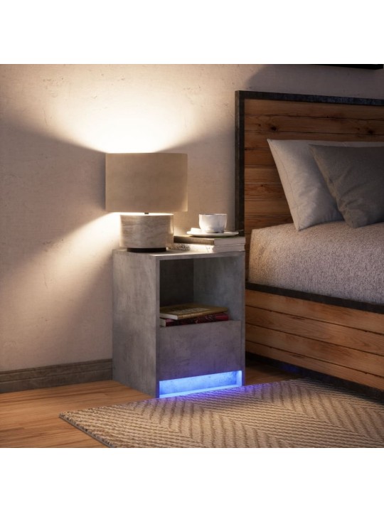 Naktsskapītis ar led, betona pelēki, inženierijas koks
