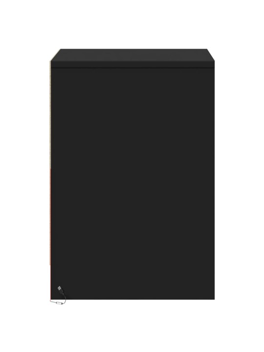 Naktsskapīši ar led lampām, 2 gab., melns, inženierijas koks