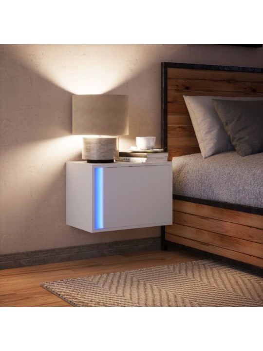 Sienas naktsskapītis ar led apgaismojumu, balti