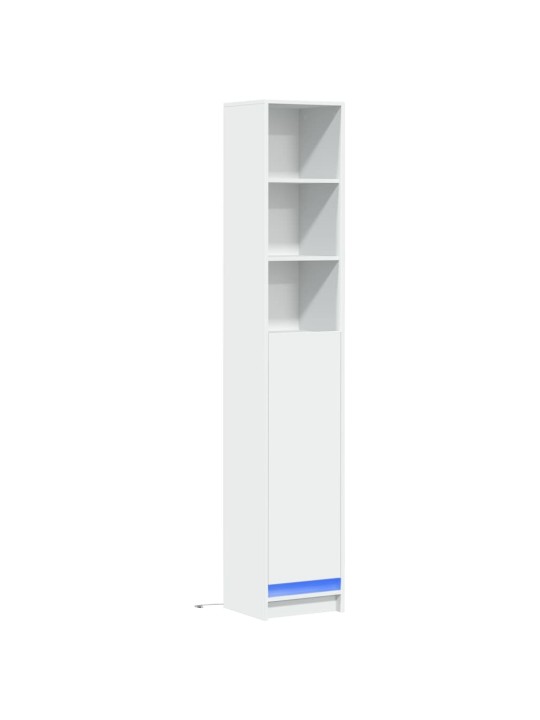 Kumode ar led, balta, 36x32,5x200 cm, inženierijas koks