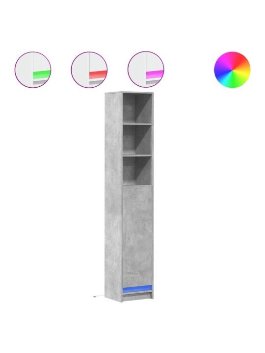 Kumode ar led, betona pelēka, 36x32,5x200 cm, inženierijas koks