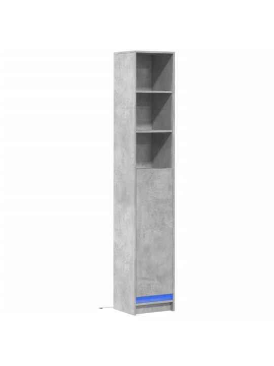 Kumode ar led, betona pelēka, 36x32,5x200 cm, inženierijas koks